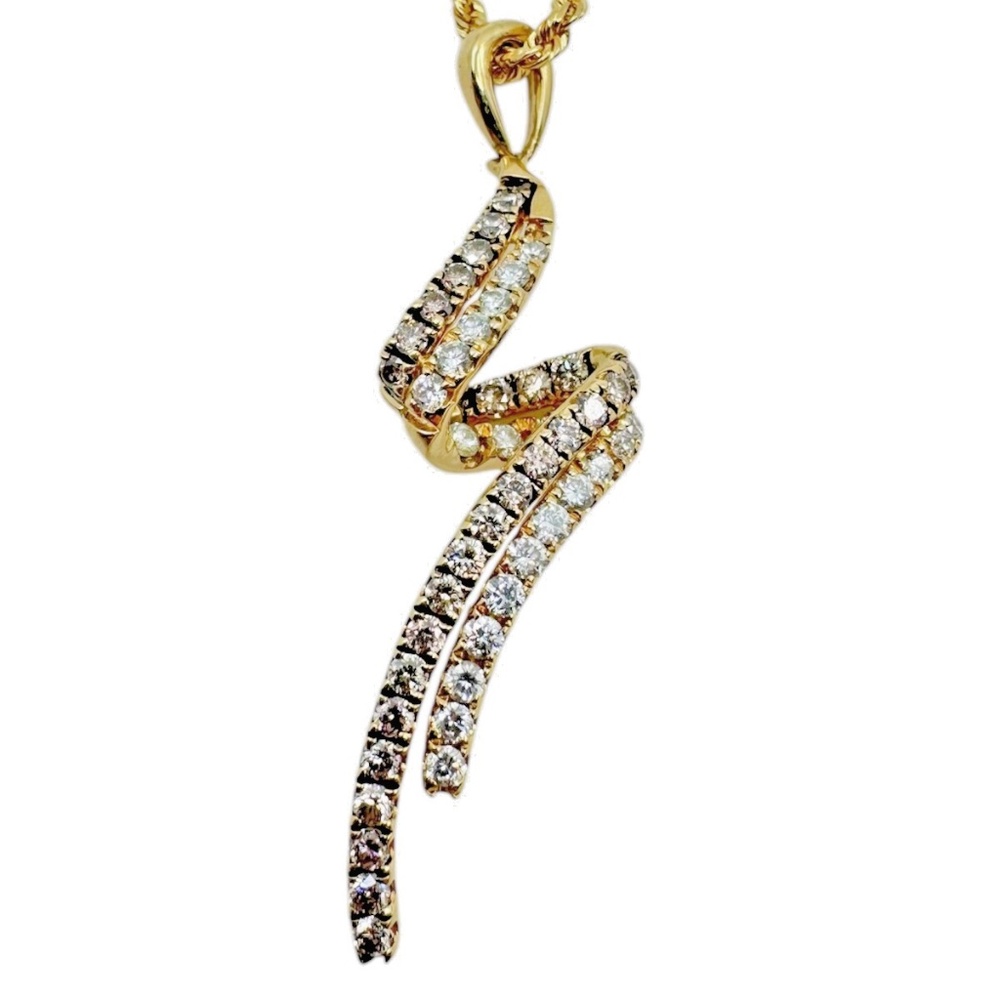 Le Vian 14K Approx 1.00Ct Chocolate & Vanilla Diamond Ribbon Necklace 6.1 dwt